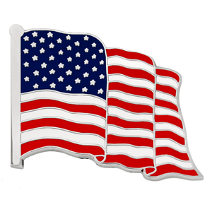Waving American Flag Silver Pin